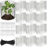 Therwen 24 Pieces 12 Pack Wire Plant Protectors Bunny Barricades Protect Plants from Animals, 14'' x 14'' for Garden Flowers Vegetables Protection from Rabbits Chickens Ducks