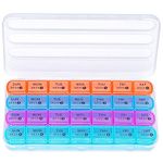 Zoksi Monthly Pill Organizer 28 day 1 Time a Day, Large 4 Weeks Pill Box Organizer, Dust-Proof One Month Pill Case, Travel Medicine Organizer Monthly, Portable Pill Container for Vitamins and Meds