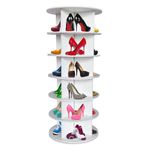 Boxmo Rotating 360° Shoe Rack, Store Your Shoes, Handbags, Crystals, Figurines In Our Reloving Multi-Compartment Shelf Tower. This 6-tier Wooden Rack Holds Up To 24 Pairs Of Shoes.