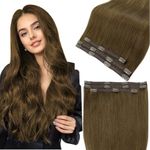 Full Shine Clip in Brown Human Hair Extensions Dark Golden Brown Hair Clip in Extensions 3Pcs/60Grams 18 Inch Remy Clip in Hair Extensions Straight Natural Brown Hair Brazilian Hair