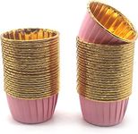 Jubilant 50 Pcs Cupcake Liners, Aluminum Foil Paper Muffin Liners, Gold Cupcake Baking Cups, Disposable Little Baking Cups for Party Wedding Festival (Pink) (Pink, 50)