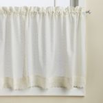 LORRAINE HOME FASHIONS Ribbon Eyelet Window Tier, 60 by 24-Inch, Ecru, Set of 2