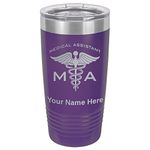 20oz Tumbler Mug, MA Medical Assistant, Personalized Engraving Included (Dark Purple)