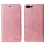 TOHULLE iPhone 6 Plus Case, iPhone 6S Plus Case, Premium PU Leather Wallet Case with Card Holder Kickstand Built-in Magnetic Closure Flip Folio Phone Cover for iPhone 6 Plus/6S Plus - Rose Gold