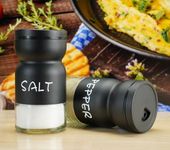 Pack of 2 Salt and Pepper Shaker Salt and Pepper Pots Salt and Pepper Set Salt Shaker Salt Pot Kitchen Accessories (Black)