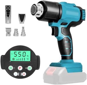 Pistolet thermique sans fil compatible avec batterie Makita 18 V, max 550 °C, chauffage rapide en 2 à 3 s, avec 5 buses pour tube rétractable, film vinyle, artisanat, électronique (sans batterie)