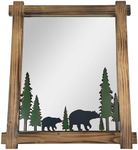 Zeckos 26-Inch High Black Bears Wood and Metal Wall Mirror - Easy to Hang - Rustic Painted Forest-Inspired Decorative Piece for Bathroom and Home Interiors