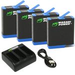 Wasabi Power Battery (4-Pack) and Triple Charger Replacement for GoPro HERO 8 Black (All Features Available), HERO 7 Black, HERO 6 Black, HERO 5 Black, HERO 2018