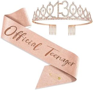 13th Birthday Crown and Sash, 13th Birthday Decorations for Girl Official Teenager 13 Years Old Girl Birthday Gifts 13th Happy 13th Birthday Party Favor Supplies