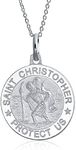 Religious Medal Medallion Patron of Safe Travel - Saint Christopher Pendant Necklace for Women and Men in .925 Sterling Silver