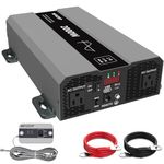 MFUZOP 2000 Watt Pure Sine Wave Inverter 12V DC to 120V AC Converter, Peak 4000W Power Inverter 12V to 110V, 2 AC Outlets with Built-in 3.0A USB and 65W PD Port for Home, RV, Truck, Off-Grid Solar