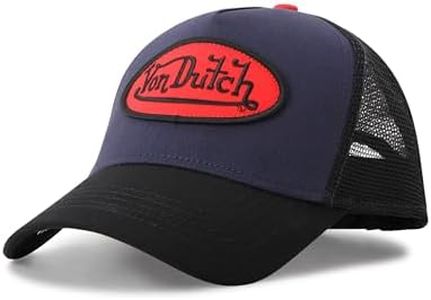 Von Dutch Unisex Trucker Hat - Curved Bill Mesh Back Retro Classic Adjustable Snapback Baseball Cap for Men and Women, Size One Size, Obsidian/Black
