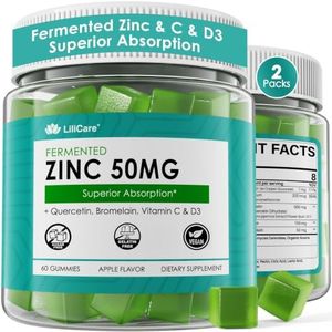 Fermented Zinc Gummies 50mg + Vitamin C & D3 Zinc Supplements for Women Men