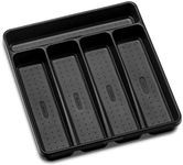 madesmart Premium Antimicrobial Classic Small Silverware Tray Soft Grip, Non-Slip Kitchen Drawer, 5 Compartments, Multi-Purpose Home Organization, EPA Certified, Carbon