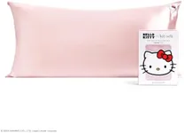 Kitsch Hello Kitty Satin Pillowcase with Zipper for Hair, Softer Than Silk Pillow Cases King, Cooling Pillow Covers, Machine Washable Wrinkle-Free, Satin Pillow Cases King 19x36, Solid Pink Kitty Face