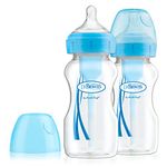 Dr. Brown's Options+ Anti-Colic Baby Bottle, Wide Neck, 270ml, 2 Pack, Blue