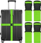 AMS 4 PCS Luggage Straps Adjustable Luggage Straps for Suitcases Travel Packing Belt with Buckle Closure for Suitcase - Green