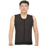 Moderate Compression Full Vest || Front Zip and Hook Closer || Gynecomastia Compression Vest || Tomboy Chest Binder || Chest and Abdomen Support for Men || Chest Shapewear (3XL, Black)