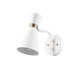 Globe Electric 65000030 1-Light Wall Sconce, White, Matte Brass Accents, Wall Lighting, Wall Lamp Dimmable, Wall Lights for Bedroom, Kitchen Sconces Wall Lighting, Home Décor, Home Improvement