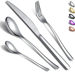 Ensemble de couverts 24 pièces,Kyraton ensemble de couverts en acier inoxydable, ensemble d'argenterie résistant à la rouille, ensemble de vaisselle pour 6 personnes.