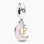 Rimgoris 925 Sterling Silver Charm for Women Bracelets Necklace Rose Gold Star&Moon Key Dangle Charm Gift