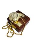 M.A & SONS Brass Personalized Push Button Pocket Watch Fully Customized Watch 2 inch Chain and with Wooden Box