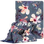 Fintie Rotating Case for iPad Pro 11-inch (4th / 3rd Generation) 2022/2021-360 Degree Swiveling Stand Cover w/Pencil Holder, Auto Sleep/Wake, Also Fit iPad Pro 11" 2nd/1st Gen, Hibiscus