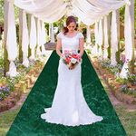 MODFUNS Aisle Runners Wedding Dark Green Aisle Runner 4FTx25FT Velvet Carpet Runner for Party Wedding Runner Rug with Carpet Tapes Vintage Bridal Aisle Floor Runner Outdoor Beach Prom Wedding Carpet