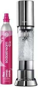 Sodastream ENSO Wassersprudler, Edelstahl Wassersprudler mit Quick Connect CO2-System, inkl. 1 CO2-Zylinder für bis zu 60L Sprudelwasser und 1 ENSO Sprudlerflasche, Sprudelwasser Maschine, Silber