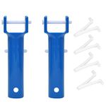 MEETOOT 2pcs Blue Color Vacuum Pool Brush Handle Universal Replacement Parts with V Clips and Pins for Swimming Pool Spa Vacuum