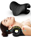 BLABOK Neck and Shoulder Relaxer,Portable Cervical Traction Device Neck Stretcher,Neck Posture Corrector Chiropractic Pillow for TMJ Pain Relief and Cervical Spine Alignment(Black)