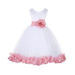 ekidsbridal White Floral Rose Petals Flower Girl Dress Birthday Girl Dress Junior Flower Girl Dresses 302s, Dusty Rose, 8