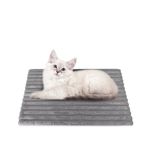 NWK Fluffy Self Warming Cat Mat, Heated Cat Blanket, Thermal Dog Mat, Washable, Non-Slip Bottom for Sofa & Crate & Kennel & Car Seat (Misty Grey, Small (48.5cm X 38cm X 1.8cm))