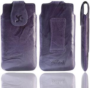 Suncase Leather Case for HTC One M07 in Washed Dark Purple