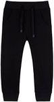 Mud Kingdom Toddler Boys Knit Sweatpants Cotton Jogger Drawstring Pants with Pockets Black 2 T