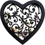 Wocred Heart Mirror Farmhouse Wall Decor,Gorgeous Rustic Farmhouse Accent Mirror,Black Color Entry Mirror for Bathroom,Bedrooms,Living Rooms and More(20”x20.7”)