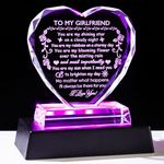 YWHL Romantic Girlfriend Gifts from Boyfriend, To My Girlfriend Crystal Heart Shaped Keepsake with Colorful Light Base, Girlfriend Birthday Gift, Anniversary Valentine's Day Gifts for Girlfriend