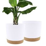 12 inch Plant Pot, 2 Pack Planters for Indoor Plants with Drainage Holes & Saucer, Outdoor Garden Flower Pots Modern Decor