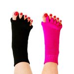 Yoga Sport Gym Five Toe Separator Socks,Foot Alignment Massage Socks Pain Relief Improves Circulation Stretchy Happy Feet Socks for Women Men,2 Pairs