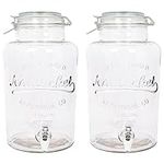 2X 6.5L Glass Drinks Dispensers with Tap - Large Kitchen Party Water Juice Punch Drink Fridge Container Jug Bottle Jar - by Rink Drink