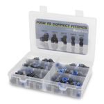 Bwintech 46 Pcs 8MM Pneumatic Push to Connect Fittings Set (8mm Straight/Tee/Splitter/Elbow) Connectors with 4-6,4-8,6-8MM Reducing Fittings