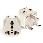 OREI India to UK Adapter, UAE, Hong Kong, Dubai Adapter - 2 in 1 - Perfect for Laptop, Camera Charger - Type G Travel Adapter - CE - RoHS - Beige - 2 Pack - 5 Years Warranty