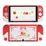 GeekShare Protective Case for Switch OLED Slim Cover Case Compatible with Nintendo Switch OLED Separable Soft Silicone Protective Shell for Joy Con with 2 Thumb Grip Caps - Strawberries with Cream