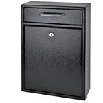 Mail Boss 7412 High Security Steel Locking Wall Mounted Mailbox-Office Comment Letter Deposit, Black Drop Box,