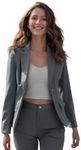 YUNCLOS Women's Casual Long Sleeve Button Slim Work Office Blazer Jacket, Small Dark Gray