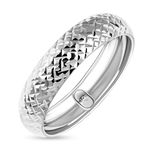 TJC Royal Bali Collection 9ct White Gold Diamond Cut Stackable Wedding Band Ring for Women Size L