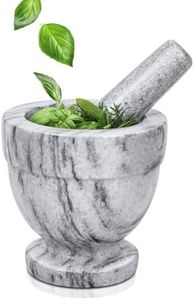 Flexzion Marble Mortar and Pestle Set Small White 4 Inch Mortar and Pestle Granite Stone Grinder Crushing Bowl Muddler and Bowl for Guacamole, Herbs, Spices, Kitchen, Cooking, Medicine Grinder Bowl