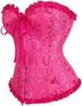 Hengzhifeng Corsets and Bustiers for Women Boned Embroidered Top Plus Size (AU 4-6,Rose)