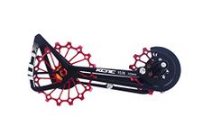 KCNC Road Cyclocross Bicycle Bike OSPW Oversized Derailleur Pulley Wheel System for Shimano R9100 R8000 use 12t top+16t Bottom Pulley in Black/Red/Gold Colors (Red)