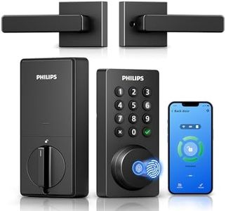 Philips WiFi Deadbolt Smart Lock with Handle, APP/Voice/Fingerprint/Passcode/Key Unlock, Smart Locks for Front Door with Handle Set, Backlit Keypad Deadbolt, Keyless Entry, Remote Control, Auto-Lock